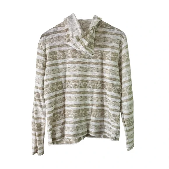 Lulu B Star Print Zip Up Hoodie Beach Cover Up Lightweight Jacket M - Picture 7 of 7